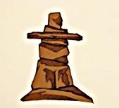 The inunnguaq, in the shape of a human,  is  the most recognized and is used by both Inuit and non-Inuit to mark their presence.
